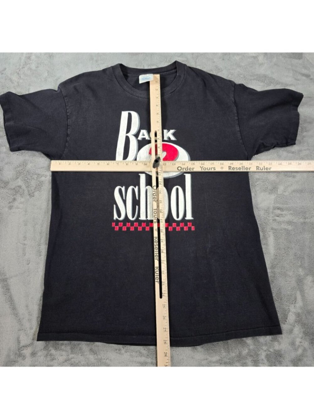 Vintage 1990s Single Stitch Tultex "Back 2 school" Black Graphic T-Shirt (M/L) - Picture 11 of 13